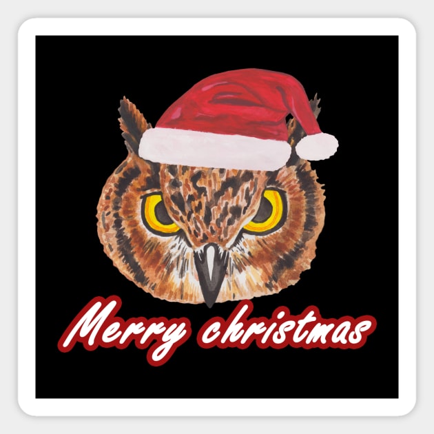 Christmas owl in a santa hat Magnet by deadblackpony